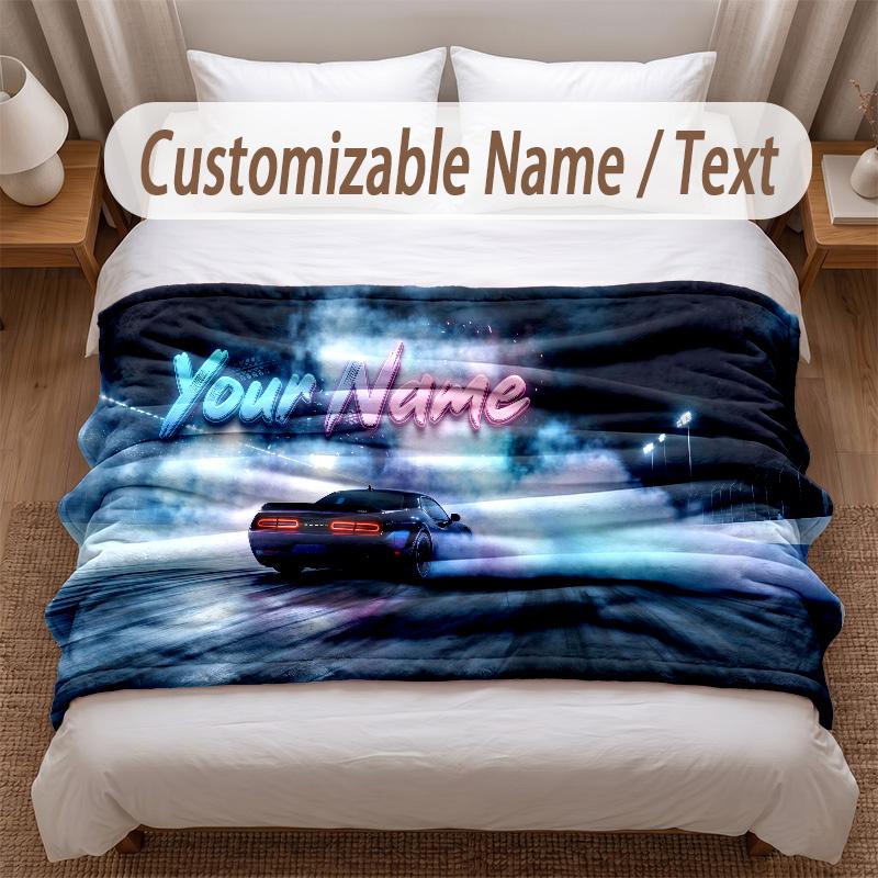 Neon Abstract Theme Soft Blanket Personalized Custom Name Text Print Warm Blanket Home Sofa Bedroom Decor