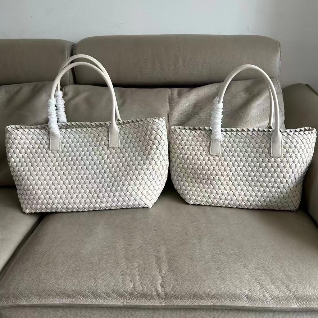 Handmade Leather Woven Bag Large Capacity Tote Mother Bag Vegetable Basket Design Shoulder Bag Tide