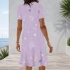 Women Plus Size Round Neck Short Sleeve Dark Purple Halloween Printed A Line Dress