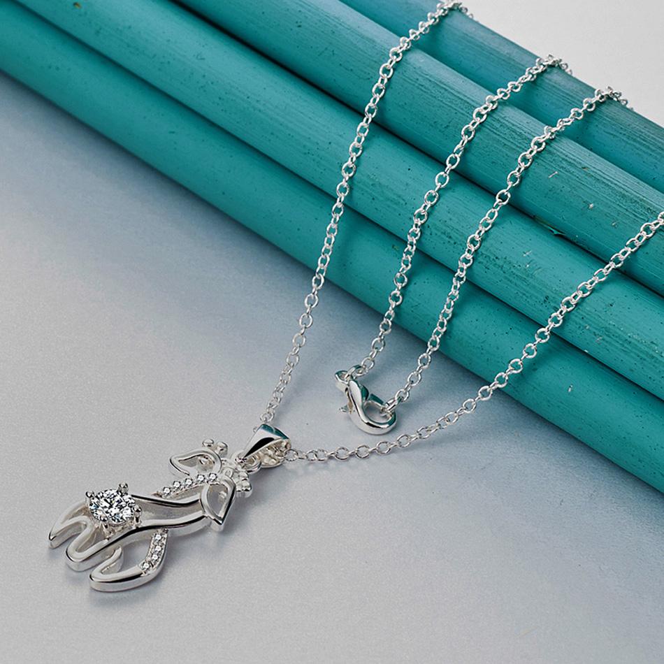 

URMYLADY 925 пробы стерлингового серебра олень AAAAA циркон 16-30 дюймов кулон ожерелье для женщин модные ювелирные изделия 45cm