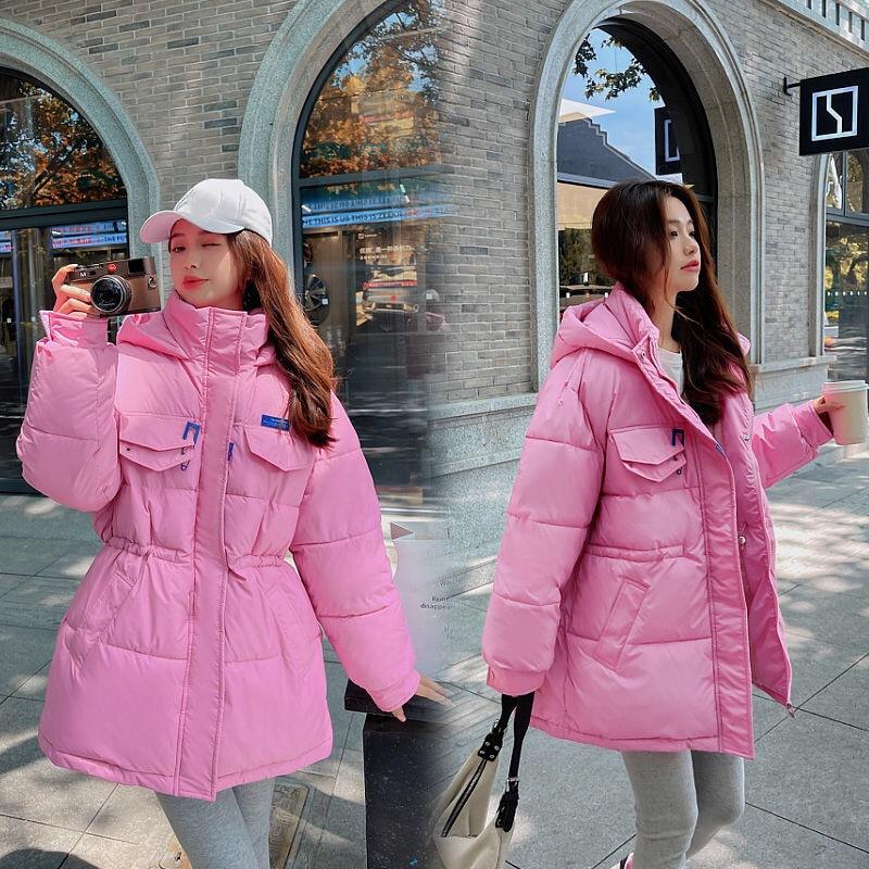 Winter Cotton Long Sleeve Jackets Women's Puffer Parkas Thick Loose Coat with Hood Oversized Warm Padded Outerwear
