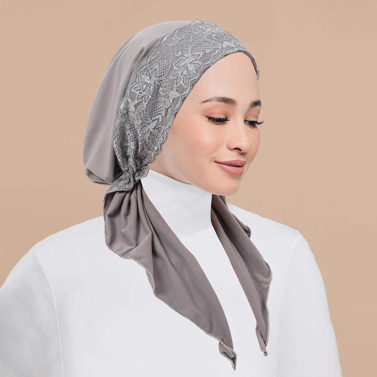 

Однотонный готовый хиджаб-обертывание, головной платок, мусульманский тюрбан-боннет для женщин, внутренняя шапочка, шапка-турбан серый