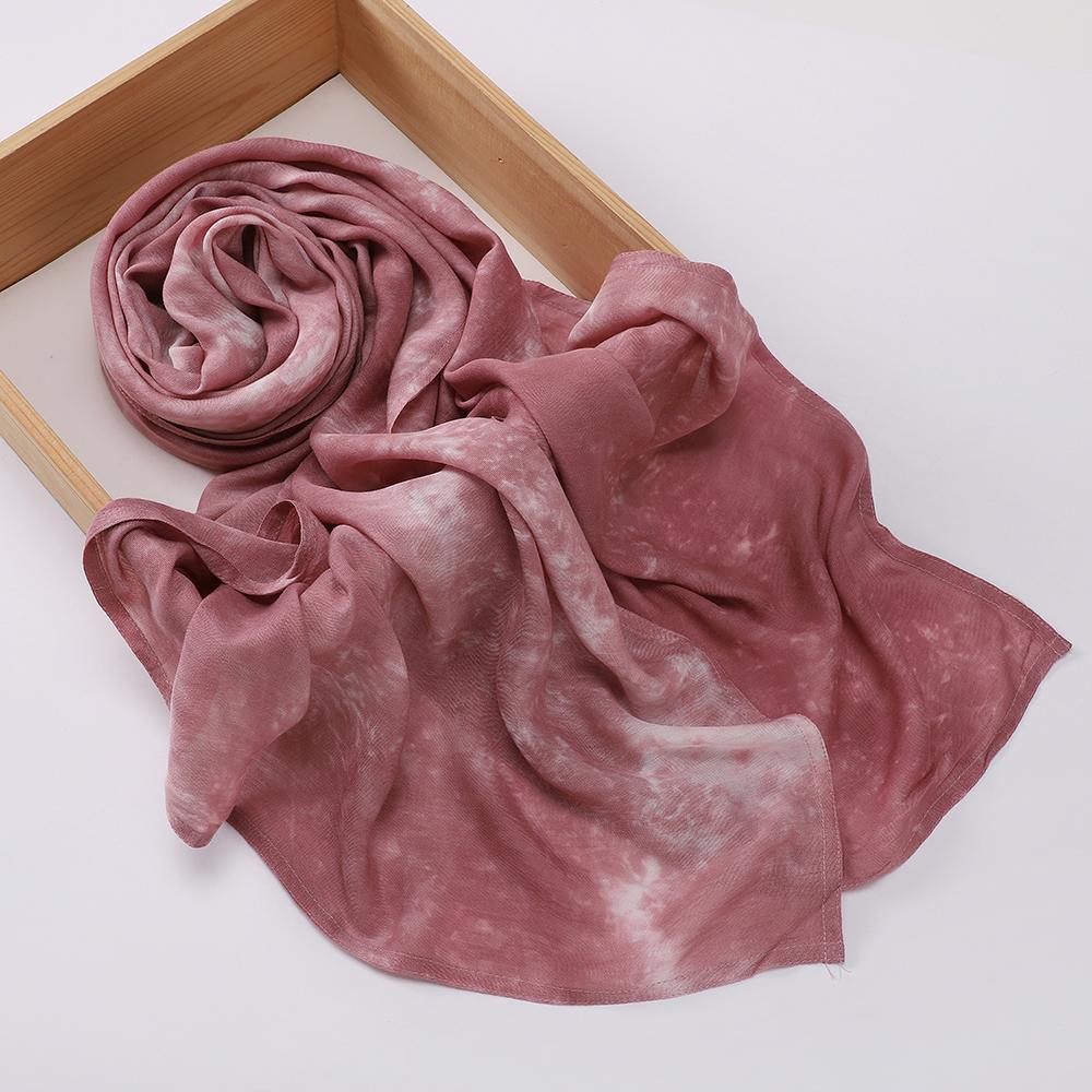 Hot Selling Tie Dye Printed Hijab Modal Cotton Viscose Scarf Rayon Shawl Lightweight Muslim Ramadan Headscarf Scarves