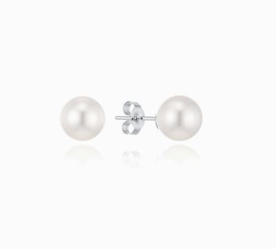 [Silver 925] Cream White Pearl Earrings (8mm) LLES25243S