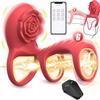 Rose Vibrating Cock Ring Adult Sex Toys with Clitoral G Spot Stimulation, Pleasure Penis Ring Vibrator Couple Sex Toys for Men Women Erection Sex