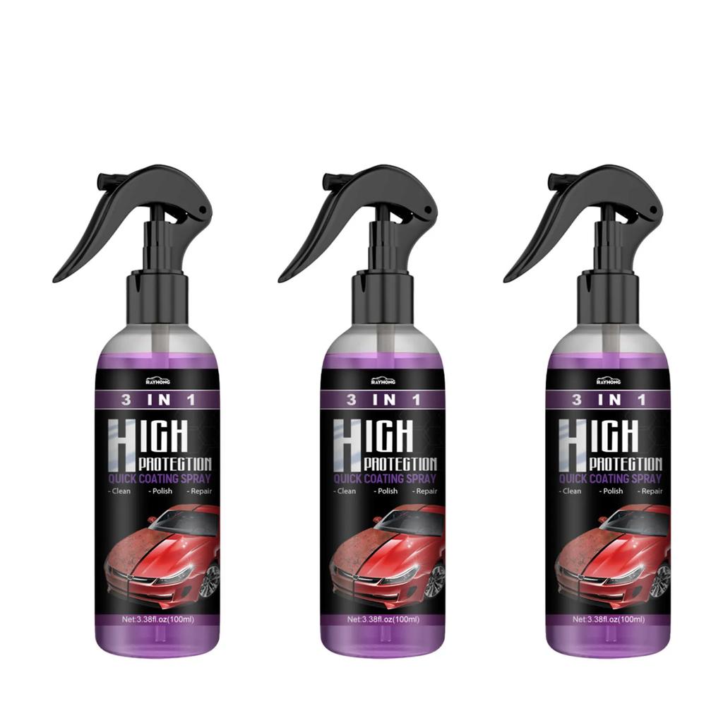 3 IN 1 Car Quick Ceramic Coating Spray 100ml High Protection Car Coating Wax Polishing Spray Auto Body Compound Scratch Repair