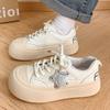 Fashion 2025 Star-Embellished Chunky Platform Sneakers Women Trendy Thick-Sole Casual Shoes, Versatile White Sneakers for Daily Wear