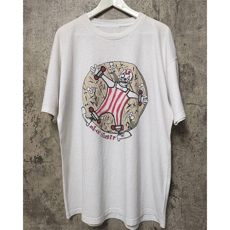 Oldschool Streetwear Clown Print Hong Kongstyle Tshirt Shortsleeved Unisex High Street Summer Couple Halfsleeved Top