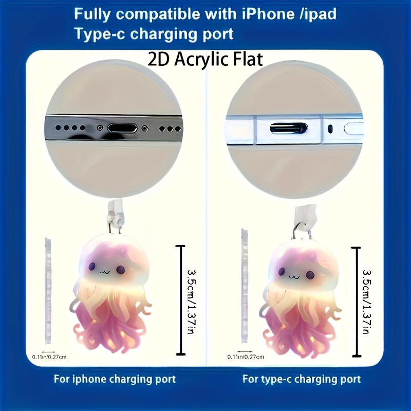 2Dflat, 1pc 2D Cute Jellyfish Theme Mobile Phone Dust Plug: Suitable for IPhone/Type-C Connector - Acrylic Mobile Maintenance, Perfect Holiday Gift