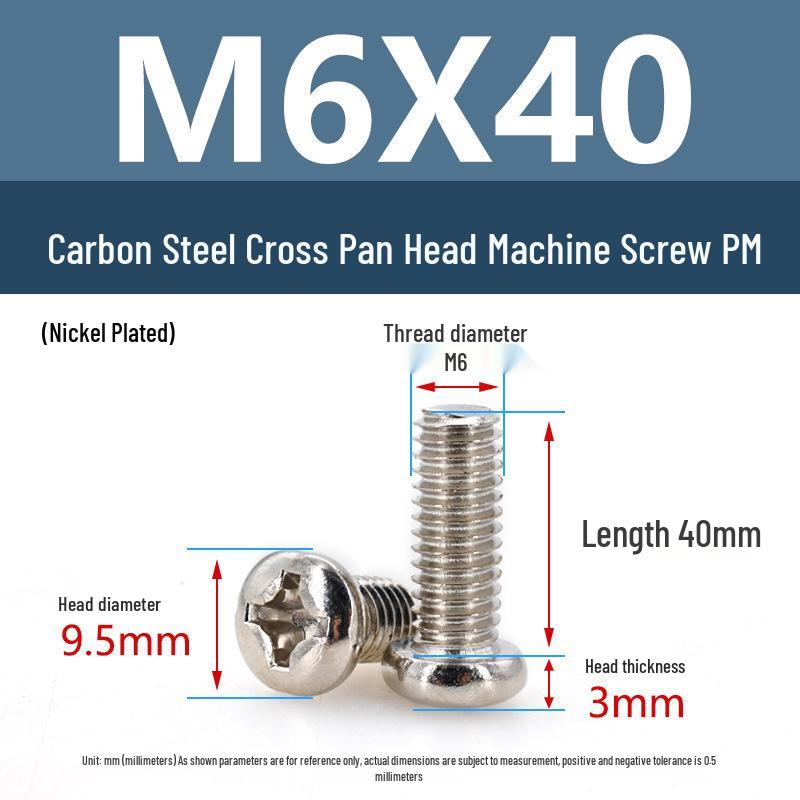 Yigu Carbon Steel Phillips Round Head Machine Screws, Nickel Plated PM Pan Head, M1M3M4 Electronic Small.