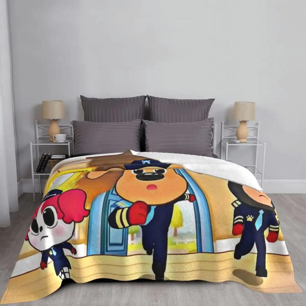 Sheriff Labrador Anime Blanket Velvet Print Breathable Super Warm Throw Blankets for Sofa Bedroom Plush Thin Quilt