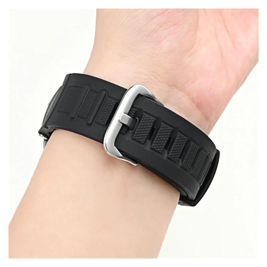 CSNVSAS TPU Silicone Strap for Casio PROTREK Series Replacement Sport Waterproof Resin Watch Band Bracelet PRW-1500 PAW-1500 PRG-130 - Men's (Black