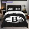 Brooklyn Nets Stars Stripes Basketball Spirit Bettwäsche(1 Bettbezug + 2 Kissenbezüge, ohne Füllung)Weihnachts-Geburtstagsgeschenk Weich und bequem