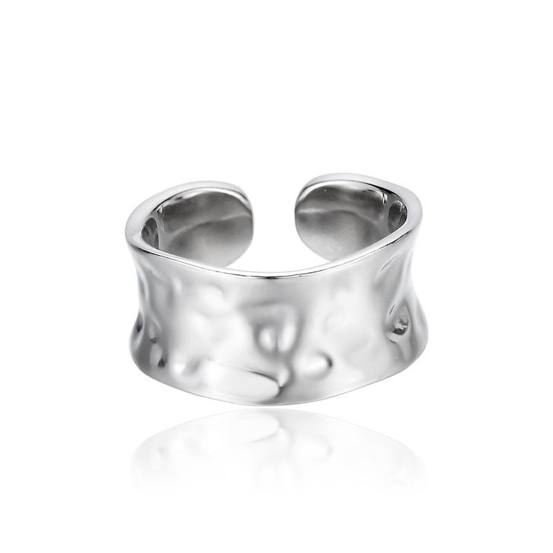 

Французская мода 925 стерлингового серебра Волна выпуклое кольцо женское нерегулярное широкое лицо парное кольцо Холодный ветер серебряное кольцо Adjustable opening