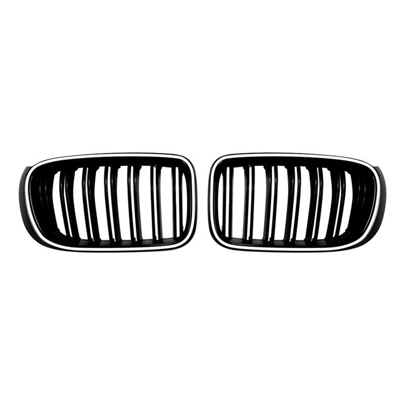 

Car Front Kidney Grill Air Intake Grille With LED Light Double Line Vertical Grille For BMW X3 F25 X4 F26 LCI 2014-2017 чёрный