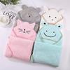 Newborn Baby Bath Towel with Hood Cartoon Coral Fleece Infant Towels Blanket Newborn Baby Bathrobe