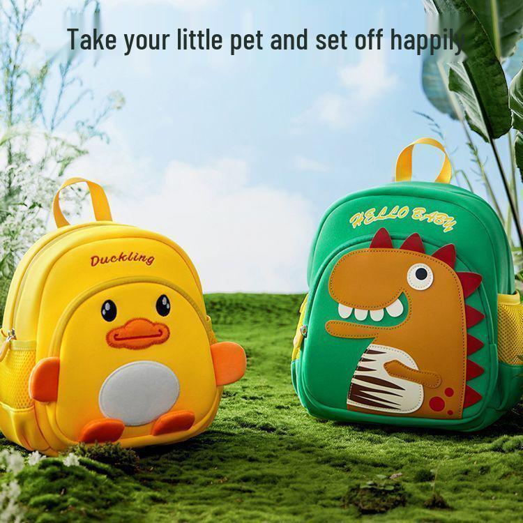 Dinosaur & Duck Backpack for Kids - Cute School Entry Bag for Boys & Girls