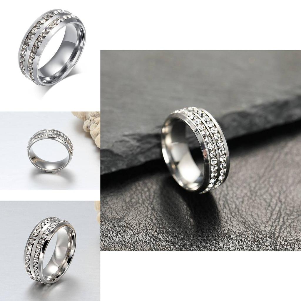Elegant Titanium Steel Women's Ring Sleek Geometric Design Fashionable Silver
