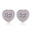 Sterling Heart Stud Earrings Women 5mm Moissanite Zircon Rose Gold Plated Lightweight Fashion Jewelry
