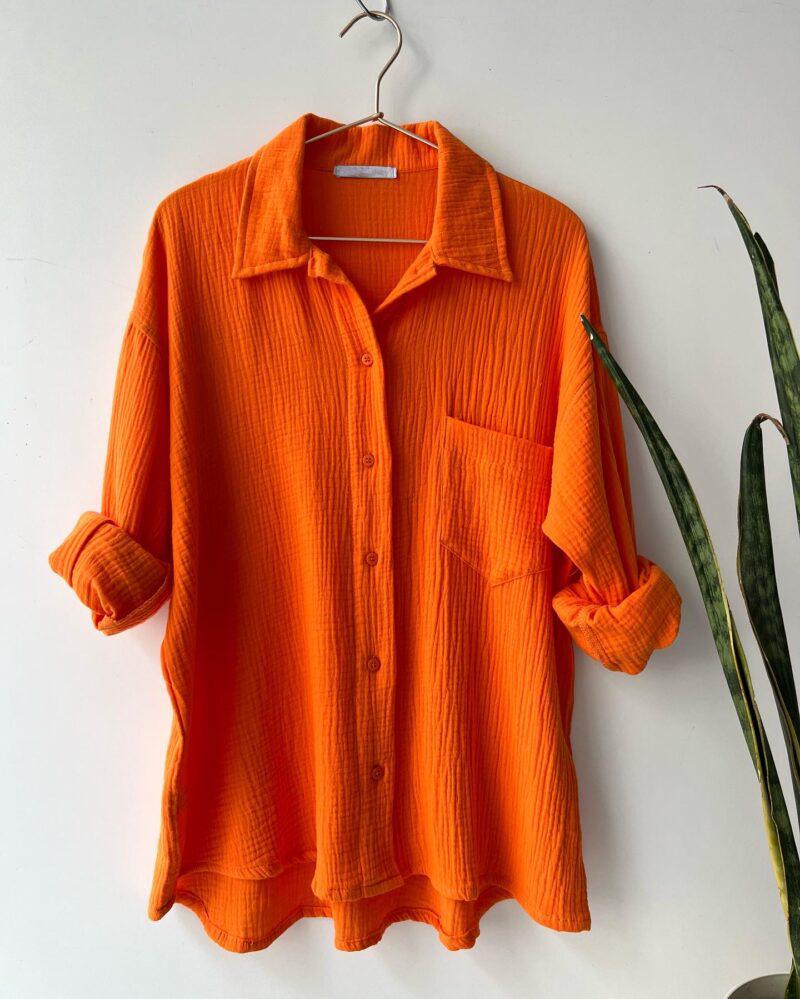 European and American Women's Plus Size Two-Piece Crinkled Set: Long Sleeve Turn-Down Collar Shirt & High Waist Drawstring Shorts.