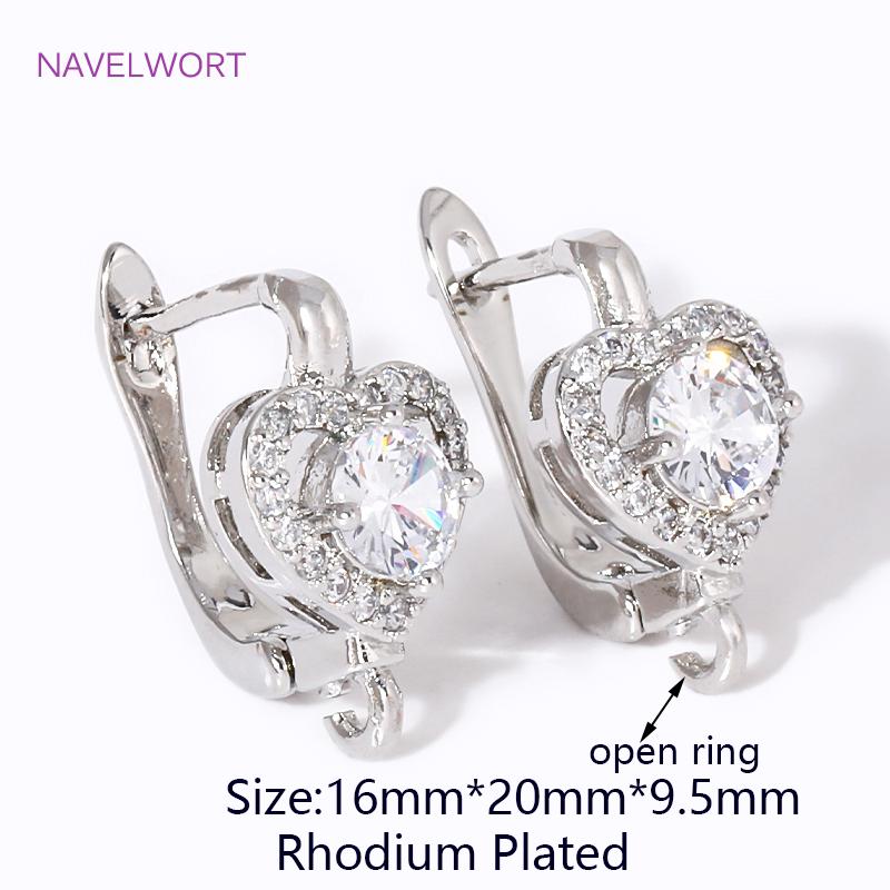 

18K Gold Plated Brass Earring Fixtures,With Zircon Earring Clasps Accessories,Fasteners For Earrings,For DIY Earring Accessories 2 pieces