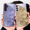 Goldene Ginkgo-Blätter für Samsung Galaxy A01 A02 A03 Core A04 A14 4G A13 54 34 31 20 25 23 22 5G S21 Ultra S20 Glas-Handyhülle