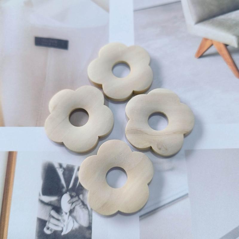 10 Pcs Wooden Flower-Shaped Spacer Beads Blanks Flower Earring Findings Charm for DIY Necklace Earrings Jewelry Making
