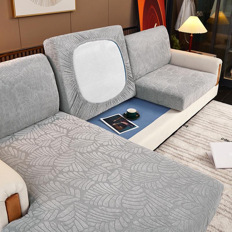 Elastický žakárový potah na pohovku Jednobarevný Zahuštěný rohový Kombinovaný potah na pohovku na ochranu potahu na nábytek v obývacím pokoji