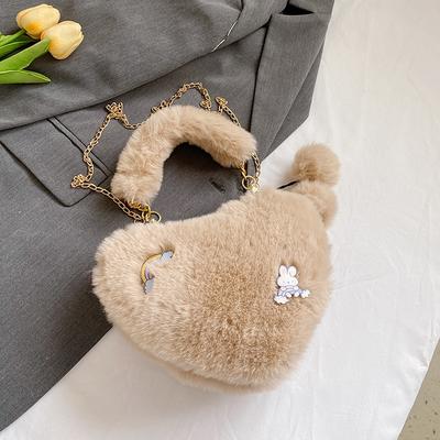 2025 Herbst und Winter neue kleine Tasche modische vielseitige Liebeswolle Tasche Plüsch Schulter Umhängetasche