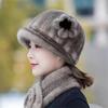 Mink Hat for Women Winter Middle-aged and Elderly Mothers Beret Fisherman Cap Fashionable Warm Headband Ear Protection Imitation Fur Hat