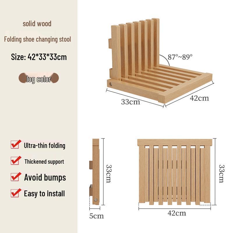 

Настенный складной табурет для обуви из массива дерева для прихожей 42x33x5 cm