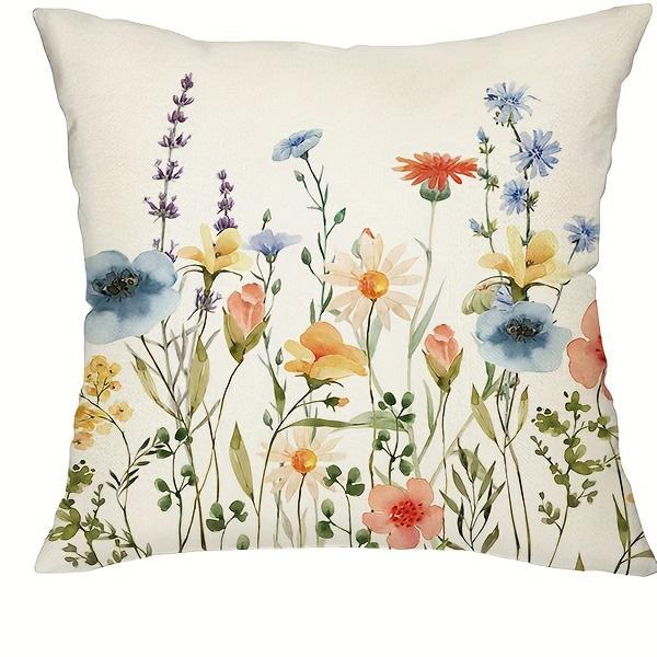 Minimalist Green Plant Flower Throw Pillow Covers Fresh Spring Summer Decor for Home Sofa or Car Cushions