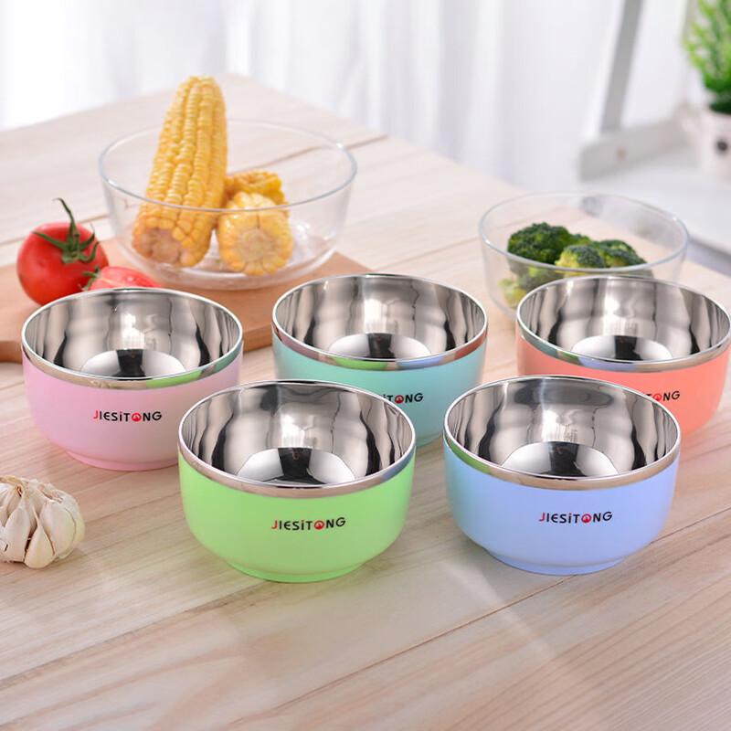 JIESITONG Kids 12cm Double-Layer Stainless Steel Insulated Bowls (Pack of 10)