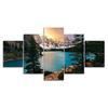 Mountains Lake National Park Canvas 5 Piece Five Panel Wall Print Modern Art Poster Picture Home Decor Gift For Him For Her