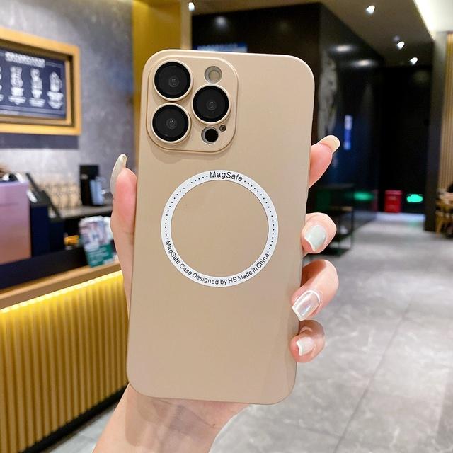 

Матовый чехол для телефона Magsafe для Iphone 14 12 11 13 Pro Max, стеклянная камера, полная защита, поддержка беспроводной зарядки For iPhone 14 Pro золотой