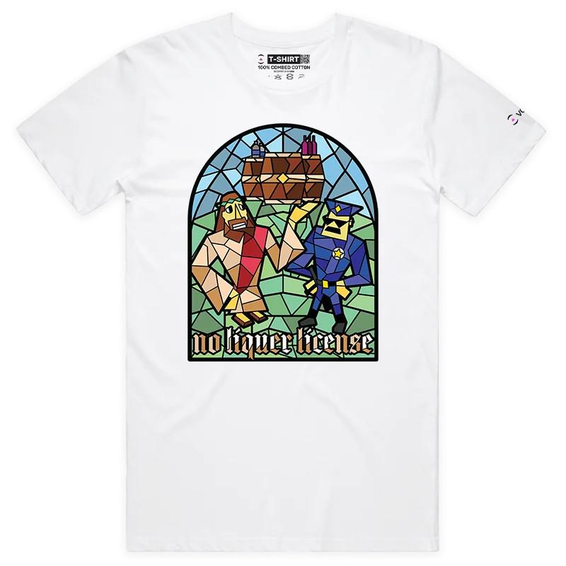 VOICEART Иисус и Без Лицензии на Алкоголь Забавная Религиозная Футболка с Премиальной Графикой 4XL