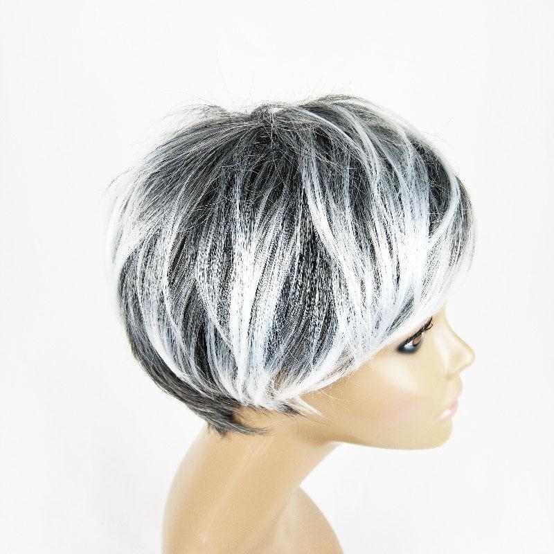 Wig Female European And American Fashion Short Hair Female Black And White Chemical Fiber Headgear