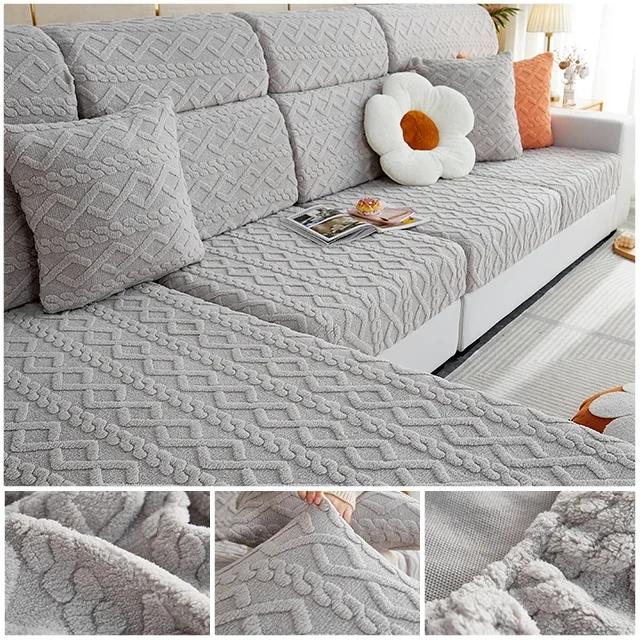 

Плюшевый жаккардовый чехол на подушку для дивана, эластичные чехлы для дивана, защита для мебели для гостиной, регулируемый съемный чехол для дивана Pillowcase-1pcs светло-серый