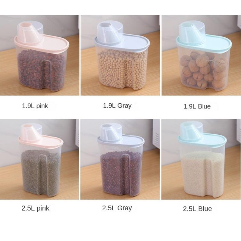 Plastic Storage Box with Measuring Cup Sealed Five Grain and Miscellaneous Grain Tank S/L