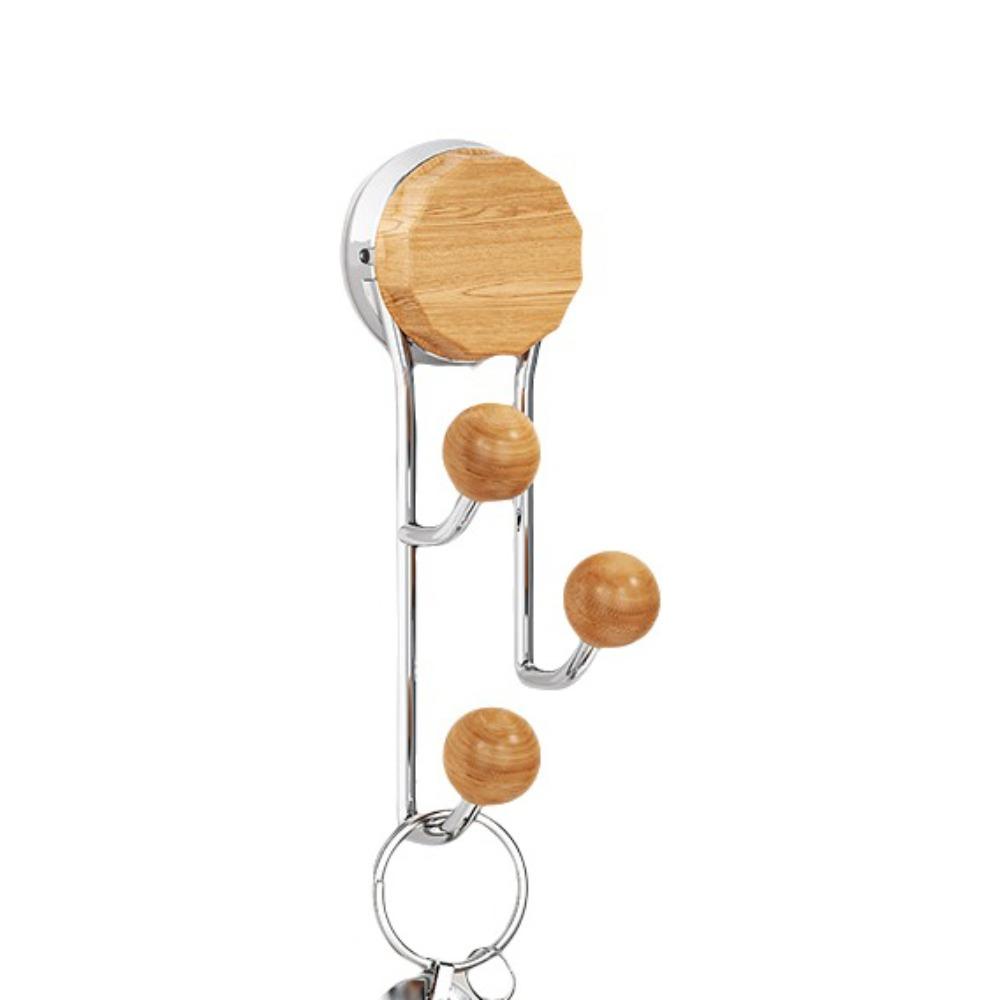 Stainless Steel Wood Grain Hook Without Punching Vertical Hook Shelf Suction Cup Hook  Bathroom