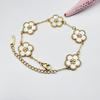 Stainless Steel Women's Clover Bracelet Personality Double Sided Five Leaf Petals Plant Adjustable Chain Party Birthday Jewelry