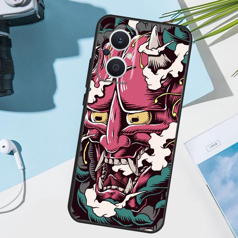 Japanese Hannya Oni Mask Cover For OPPO Reno 14F 13F 12F 11 F 10 12 13 14 Pro 7 8 Lite OPPO Find X9 X8 X6 X5 Pro Case