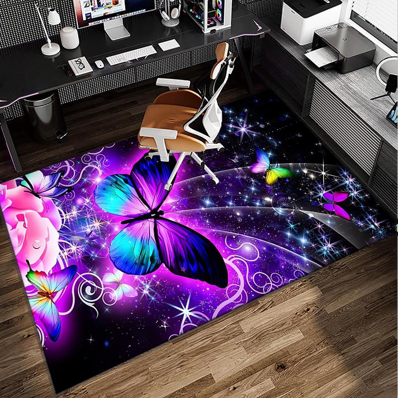 Neon Butterfly Dreamscape Office Rug Chair Mat, Entryway Carpet, Suitable for Front Door, Bedroom, Living Room, Desk, Holiday Gift
