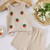 Girls Knitted Vest Suit Summer Baby Strawberry Jeans Summer Dress Little Girl Korean Style Versatile and Sweet
