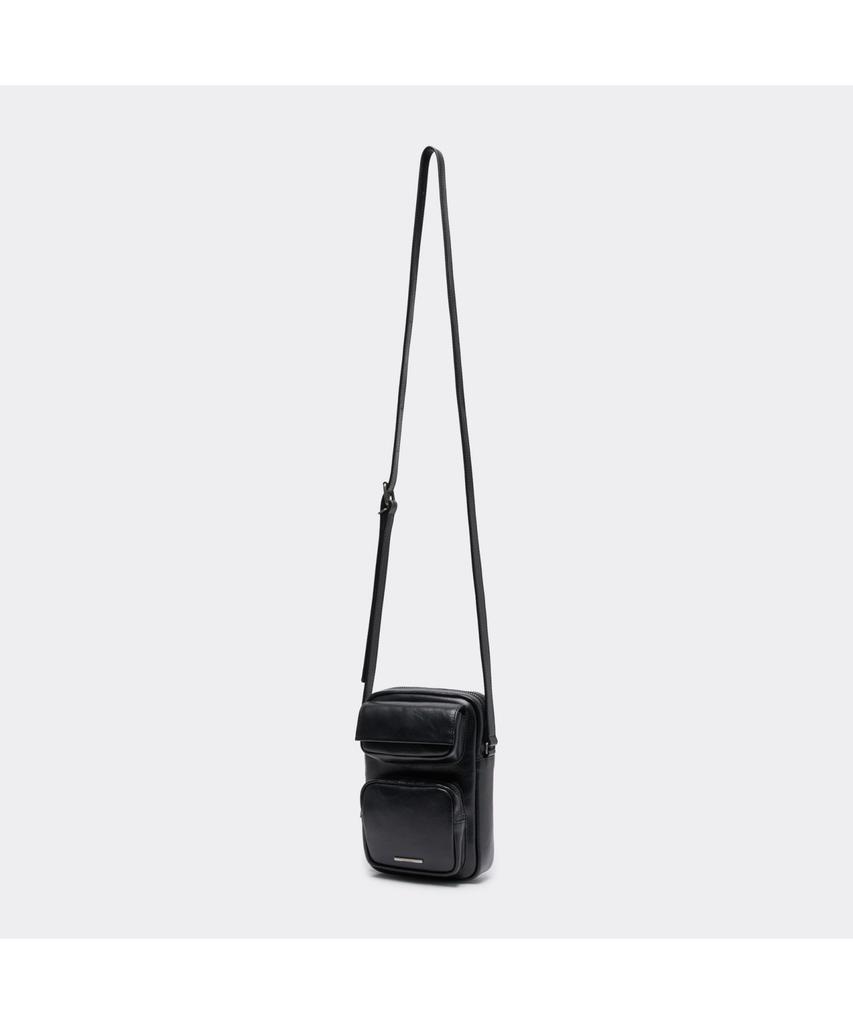 Customellow Black Leather Mini Cross Bag Cabax25513Bkx