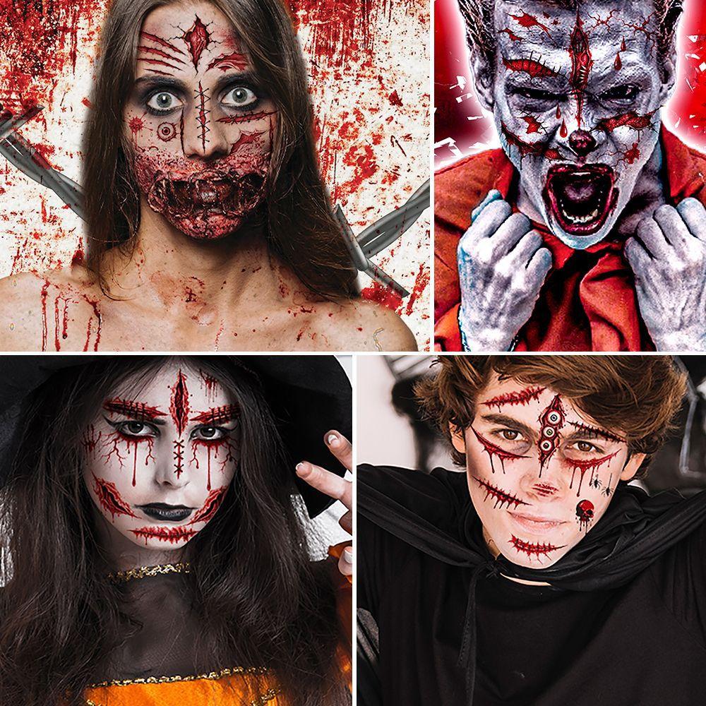 New Halloween Scar Big Mouth Tattoo Sticker Bloody Scar Face Sticker Environmentally Friendly Makeup Makeup Sticker