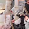 Spring Summer Thin Mesh Floral Socks Women Mid Calf Breathable Moisture Wicking Anti Odor Japanese Stacking Cotton Stockings