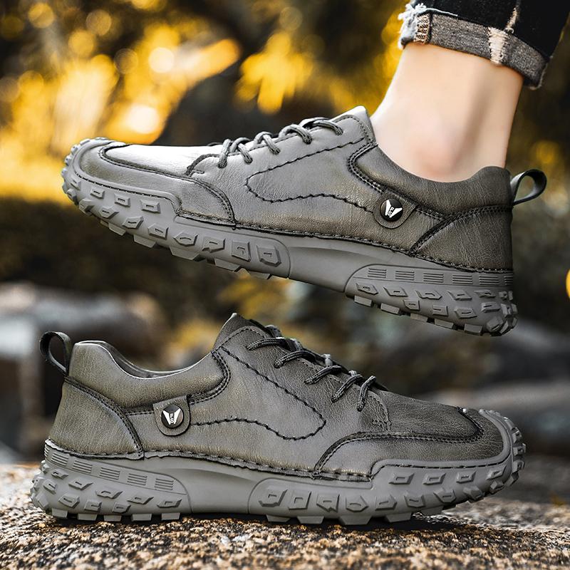 High Quality Men's Casual Leather Sneakers Flat Shoe Antiskid Walking Shoe