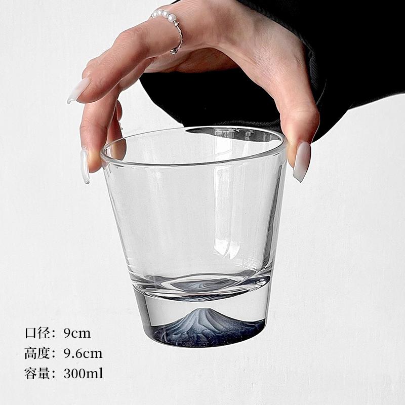 Deep Black Mount Fuji Cup Snow Mountain Glass Cup For Home Use Water Whiskey Coffee Cup 1PCS