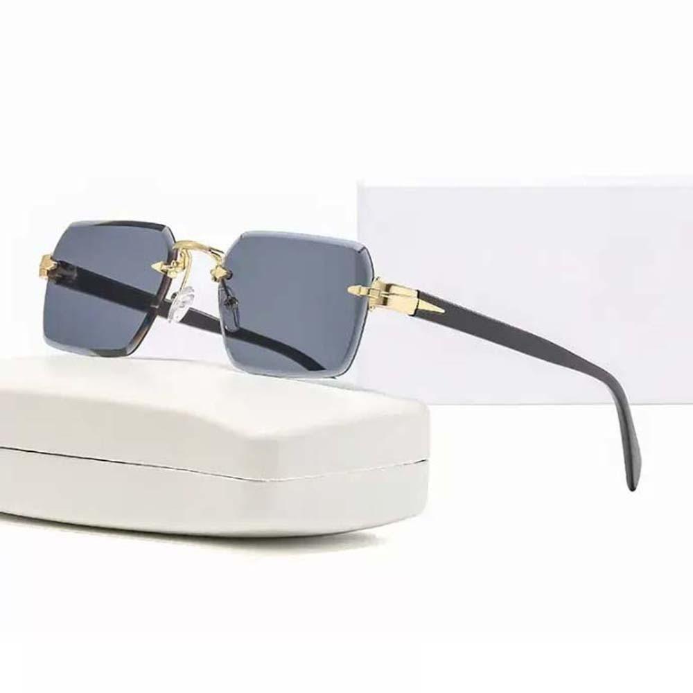 Retro Square Frame Sunglasses Eyewear Anti-UV Glasses Frameless Polarizing Lens Sunnies  Outdoor